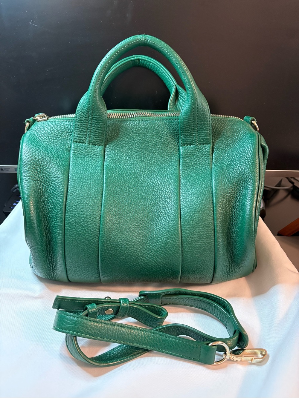 Alexander Wang Pebbled Leather Studded Satchel in Vine